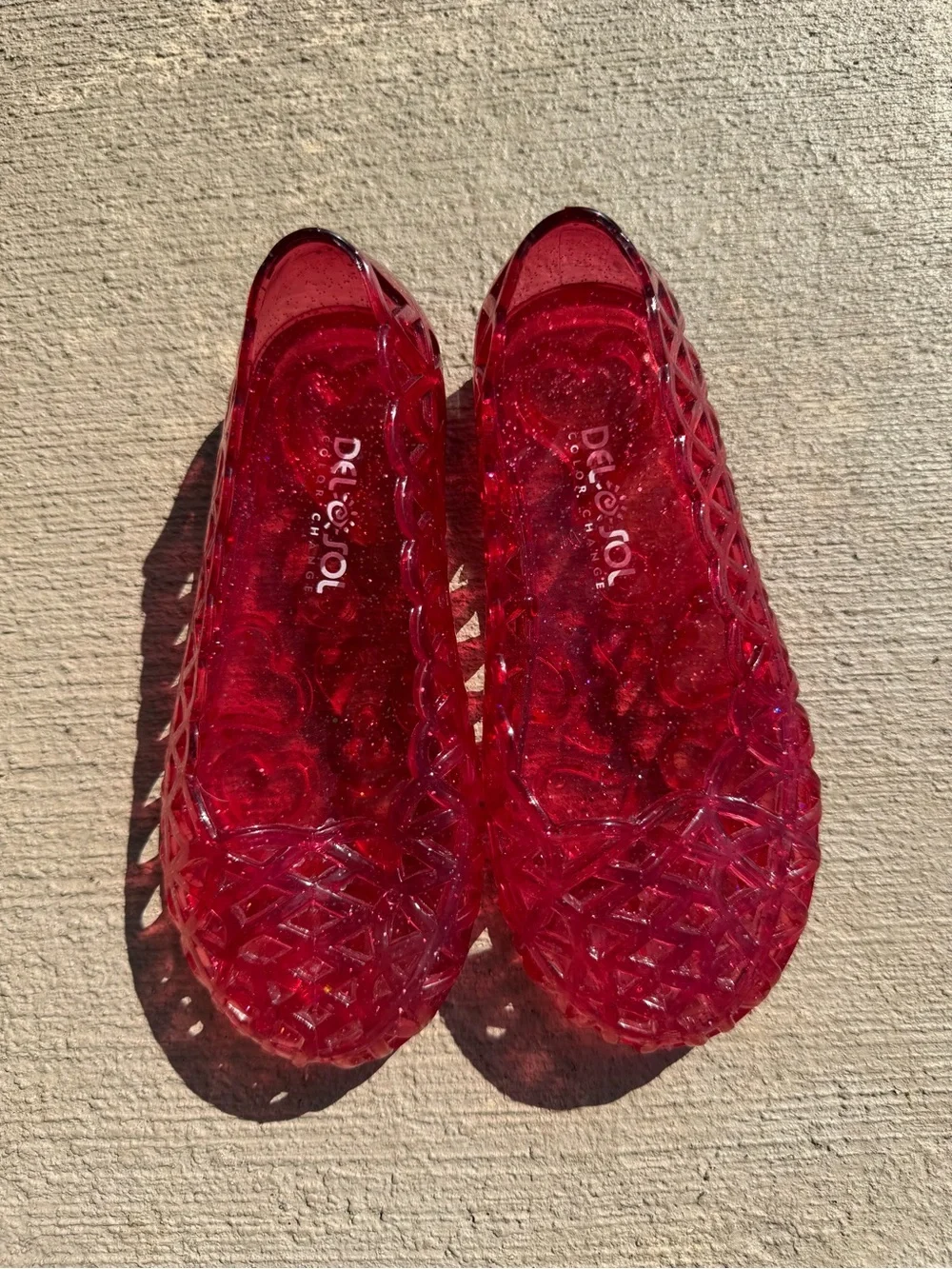 Del Sol Color Changing Glitter Jelly Ballet Flats Toddler 9 Clear to Pink Summer